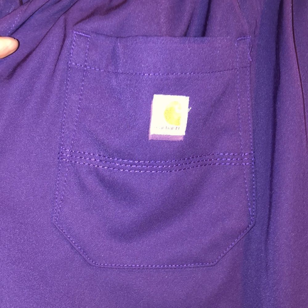 carhartt SP Force Purple Scrub Pants with Six Pockets Gold Drawstrings - Picture 11 of 14